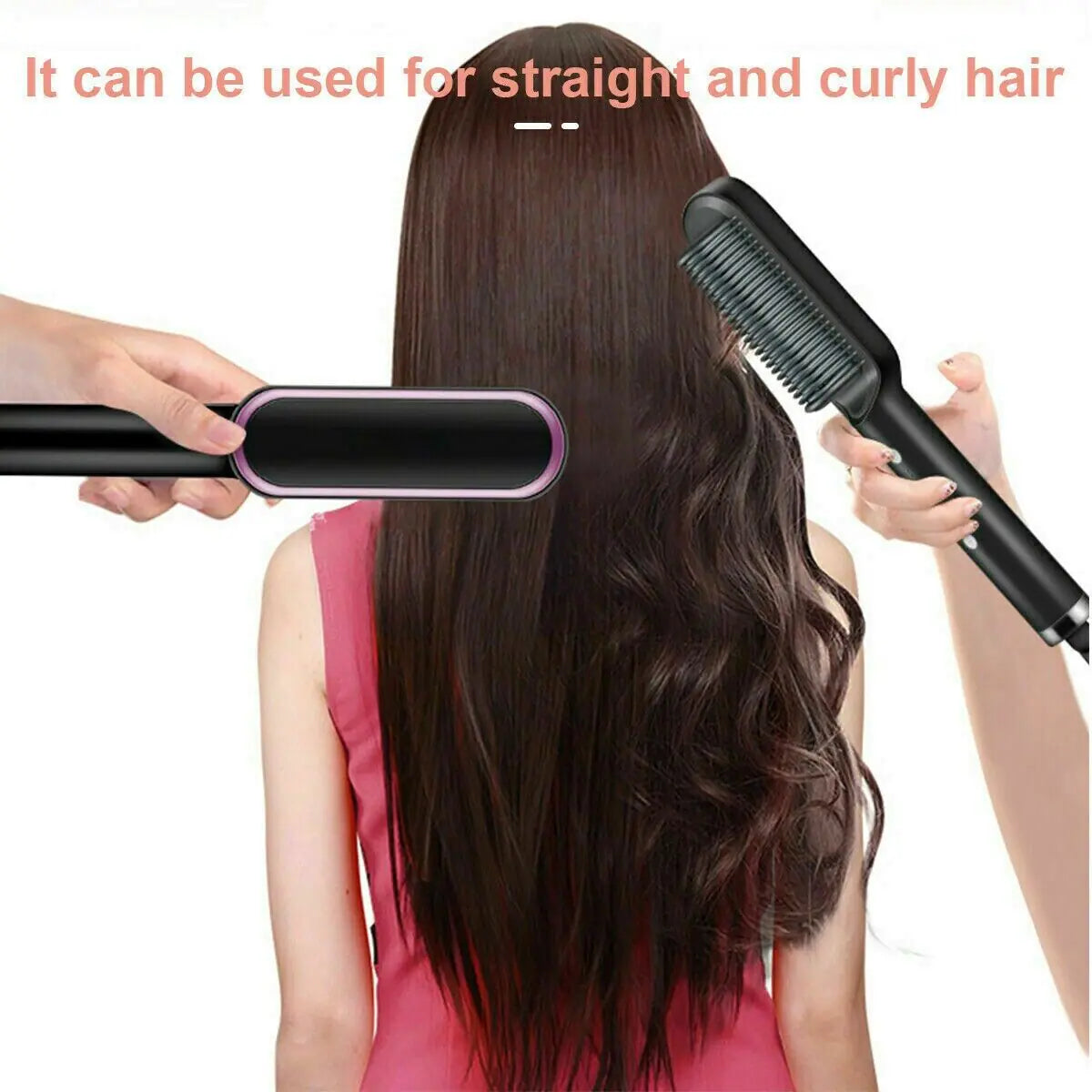 Hair Straightener Brush Straightening Curler Hot Comb Electric Adjustable Heat